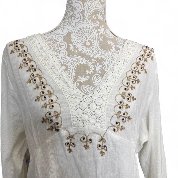 Y2K Faded Glory Peasant Top Embroidered Boho Cottage Core Size 22W/24W - Picture 2 of 8